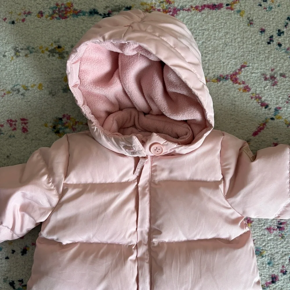 Baby GAP Snow Suit One Piece Pink 6-12 Months Puffer Warm